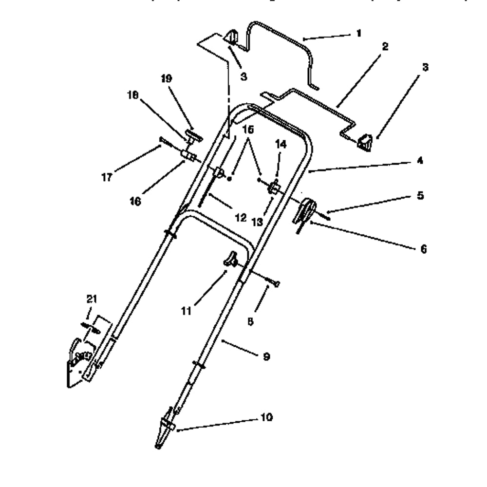 Handle Assembly Diagram and Parts List for 10314-7900001ANDUP  Lawn Boy Lawn Mower